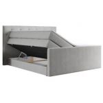 Łóżko kontynentalne KING VELEN 200x200 - H3 - jasnoszary, struktura