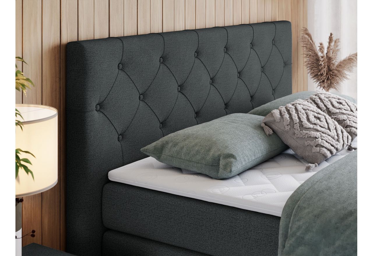 Łóżko kontynentalne KING VELEN 140x200 - H3 - ciemnoszary, struktura