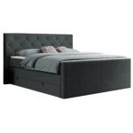 Łóżko kontynentalne KING VELEN 180x200 - H3 - ciemnoszary, struktura