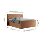 Łóżko kontynentalne KING VELEN 120x200 - H3 - pomarańczowy, struktura