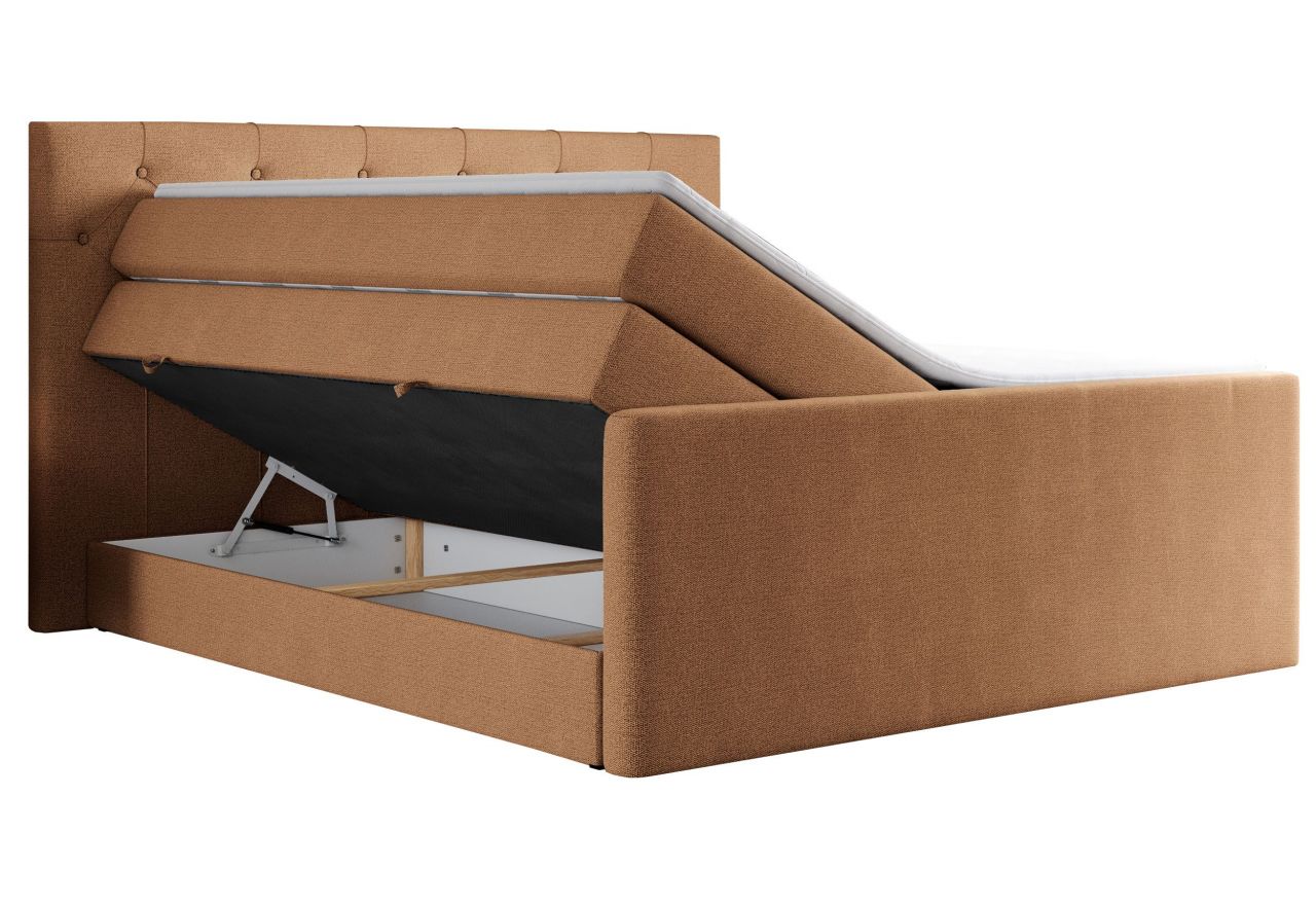 Łóżko kontynentalne KING VELEN 120x200 - H3 - pomarańczowy, struktura