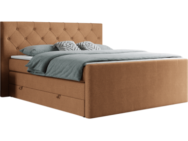 Łóżko kontynentalne KING VELEN 160x200 - H3 - pomarańczowy, struktura