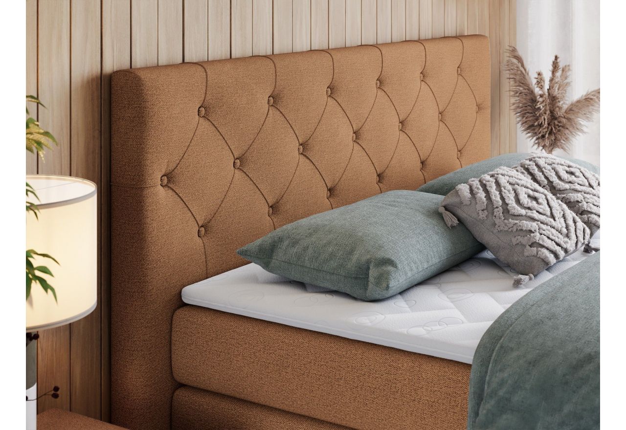 Łóżko kontynentalne KING VELEN 160x200 - H3 - pomarańczowy, struktura