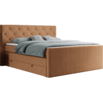 Łóżko kontynentalne KING VELEN 180x200 - H3 - pomarańczowy, struktura