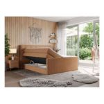 Łóżko kontynentalne KING VELEN 180x200 - H3 - pomarańczowy, struktura