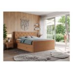 Łóżko kontynentalne KING VELEN 200x200 - H3 - pomarańczowy, struktura