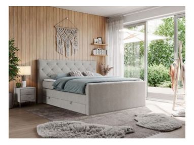 Łóżko kontynentalne KING VELEN 120x200 - H3 - beżowy, struktura