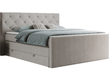 Łóżko kontynentalne KING VELEN 120x200 - H3 - beżowy, struktura