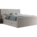 Łóżko kontynentalne KING VELEN 120x200 - H3 - beżowy, struktura