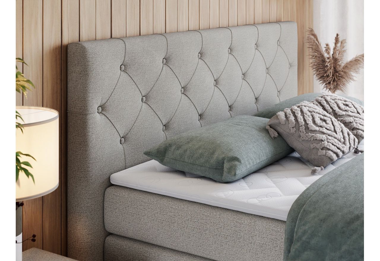 Łóżko kontynentalne KING VELEN 140x200 - H3 - beżowy, struktura