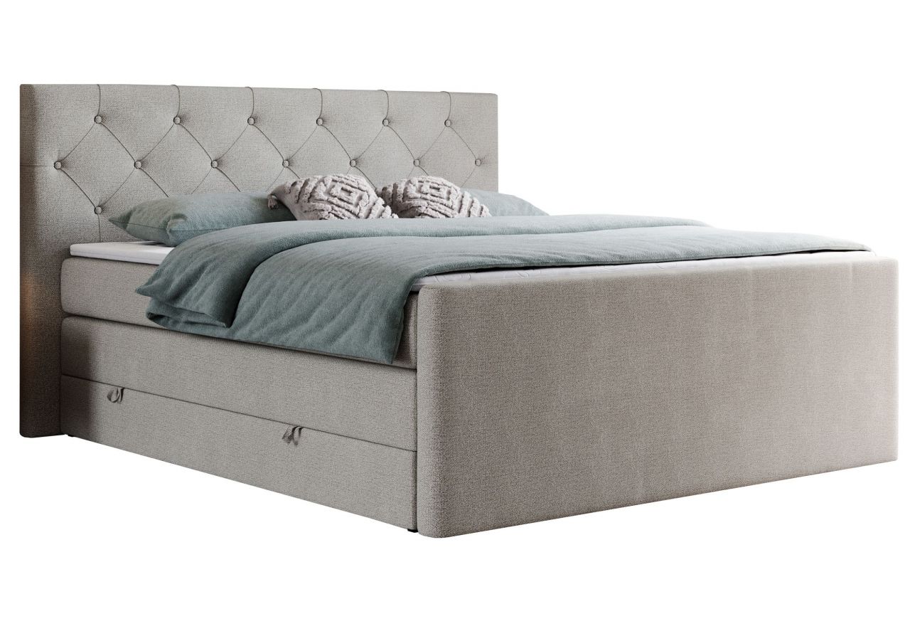 Łóżko kontynentalne KING VELEN 160x200 - H3 - beżowy, struktura