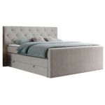 Łóżko kontynentalne KING VELEN 180x200 - H3 - beżowy, struktura