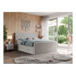 Łóżko kontynentalne KING VELEN 200x200 - H3 - beżowy, struktura