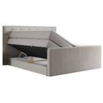 Łóżko kontynentalne KING VELEN 200x200 - H3 - beżowy, struktura