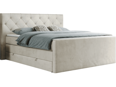 Łóżko kontynentalne KING VELEN 120x200 - H3 - beżowy, welwet