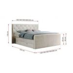 Łóżko kontynentalne KING VELEN 120x200 - H3 - beżowy, welwet