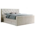 Łóżko kontynentalne KING VELEN 140x200 - H3 - beżowy, welwet