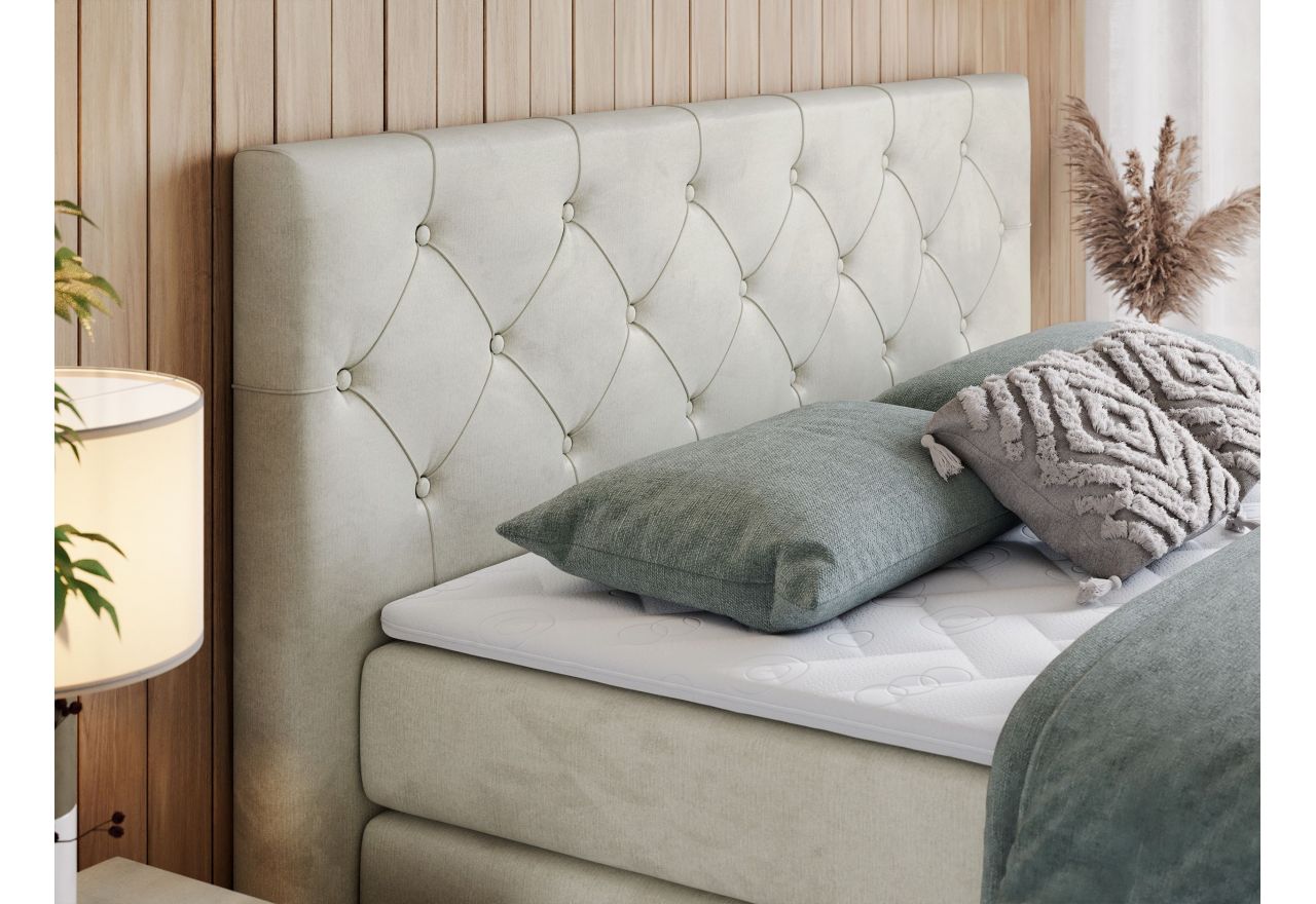 Łóżko kontynentalne KING VELEN 200x200 - H3 - beżowy, welwet