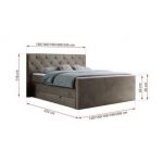 Łóżko kontynentalne KING VELEN 120x200 - H3 - brązowy, welwet