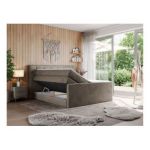 Łóżko kontynentalne KING VELEN 120x200 - H3 - brązowy, welwet