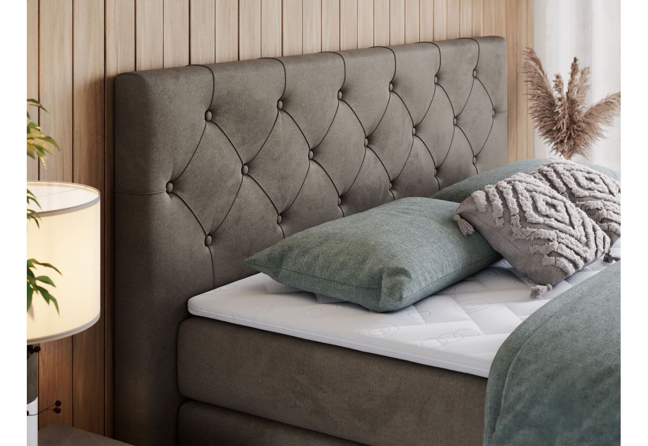 Łóżko kontynentalne KING VELEN 160x200 - H3 - brązowy, welwet