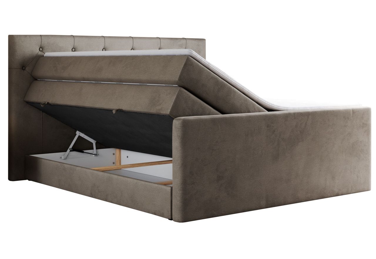 Łóżko kontynentalne KING VELEN 160x200 - H3 - brązowy, welwet