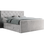 Łóżko kontynentalne KING VELEN 120x200 - H3 - jasnoszary, welwet