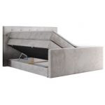 Łóżko kontynentalne KING VELEN 180x200 - H3 - jasnoszary, welwet