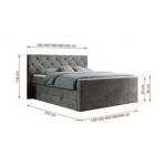 Łóżko kontynentalne KING VELEN 120x200 - H3 - ciemnoszary, welwet