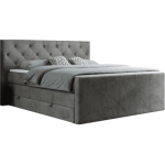 Łóżko kontynentalne KING VELEN 140x200 - H3 - ciemnoszary, welwet