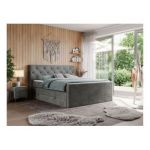 Łóżko kontynentalne KING VELEN 200x200 - H3 - ciemnoszary, welwet