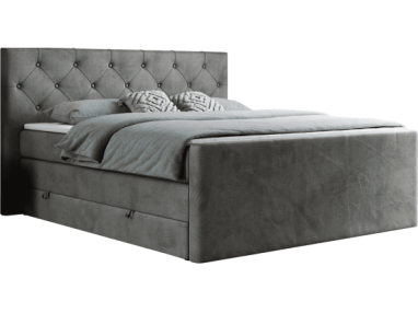 Łóżko kontynentalne KING VELEN 200x200 - H3 - ciemnoszary, welwet
