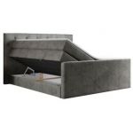 Łóżko kontynentalne KING VELEN 200x200 - H3 - ciemnoszary, welwet