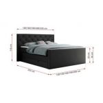 Łóżko kontynentalne KING VELEN 120x200 - H3 - czarny, ekoskóra