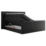 Łóżko kontynentalne KING VELEN 140x200 - H3 - czarny, ekoskóra