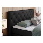 Łóżko kontynentalne KING VELEN 180x200 - H3 - czarny, ekoskóra