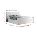 Łóżko kontynentalne KING VELEN 120x200 - H3 - biały, ekoskóra