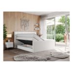 Łóżko kontynentalne KING VELEN 120x200 - H3 - biały, ekoskóra