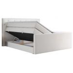 Łóżko kontynentalne KING VELEN 120x200 - H3 - biały, ekoskóra