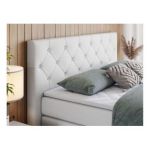 Łóżko kontynentalne KING VELEN 160x200 - H3 - biały, ekoskóra