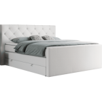 Łóżko kontynentalne KING VELEN 200x200 - H3 - biały, ekoskóra