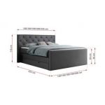 Łóżko kontynentalne KING VELEN 120x200 - H3 - ciemnoszary, ekoskóra