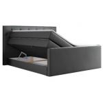 Łóżko kontynentalne KING VELEN 120x200 - H3 - ciemnoszary, ekoskóra