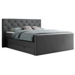 Łóżko kontynentalne KING VELEN 140x200 - H3 - ciemnoszary, ekoskóra