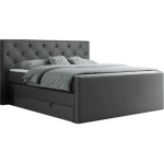 Łóżko kontynentalne KING VELEN 160x200 - H3 - ciemnoszary, ekoskóra