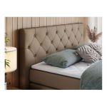 Łóżko kontynentalne KING VELEN 160x200 - H3 - brązowy, ekoskóra