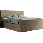 Łóżko kontynentalne KING VELEN 180x200 - H3 - brązowy, ekoskóra