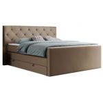 Łóżko kontynentalne KING VELEN 180x200 - H3 - brązowy, ekoskóra