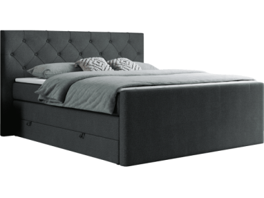 Łóżko kontynentalne KING VELEN 160x200 - H4 - ciemnoszary, struktura