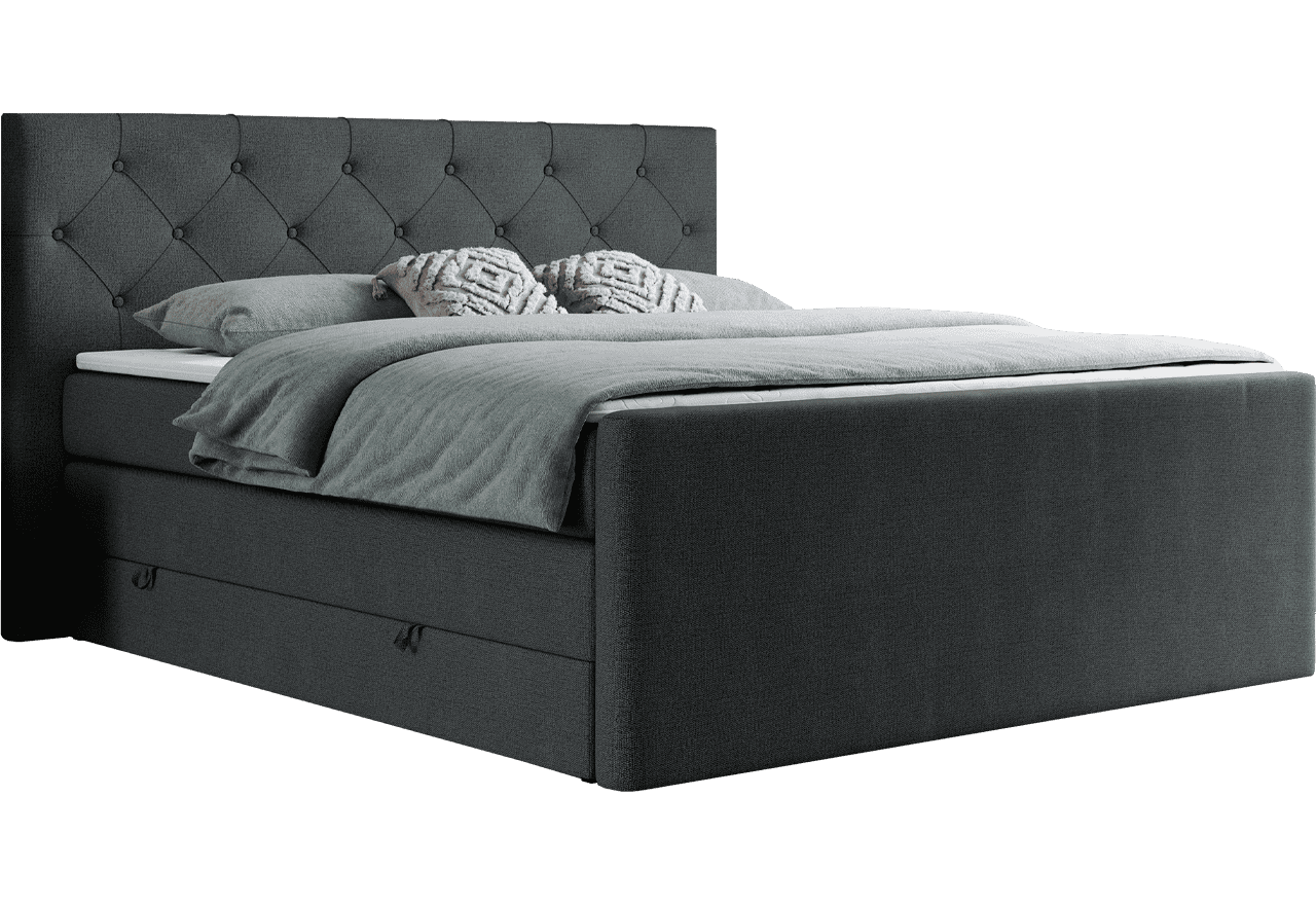 Łóżko kontynentalne KING VELEN 160x200 - H4 - ciemnoszary, struktura